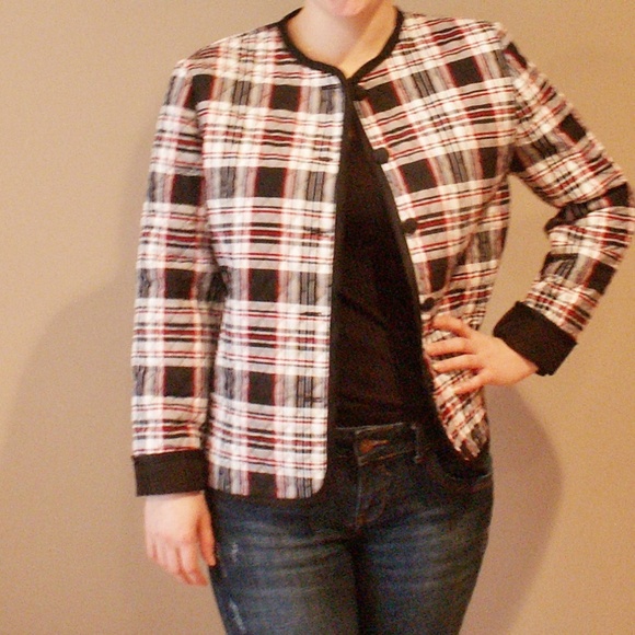 Quilted Jacket Black and White Plaid NWT - Picture 4 of 8
